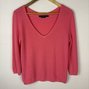 Adrienne Vittadini Pink 100% Cashmere V-Neck Sweater